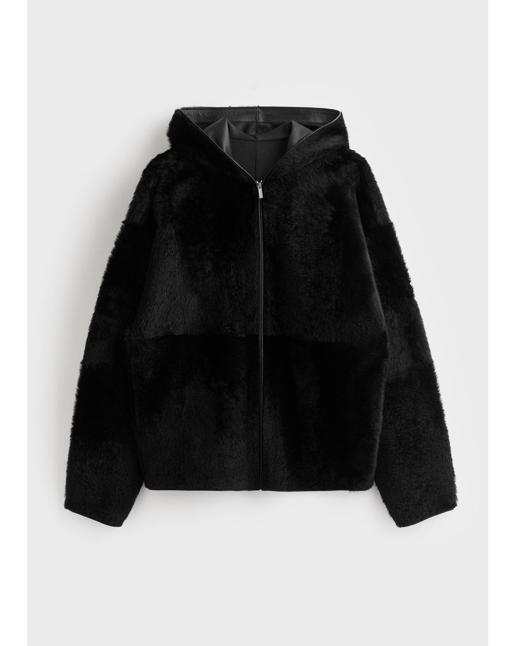 Totême Black Hooded Shearling Jacket