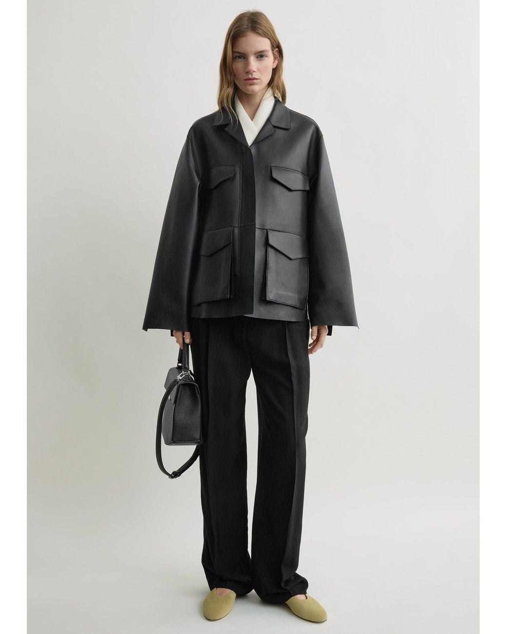 Totême Black Army Leather Jacket