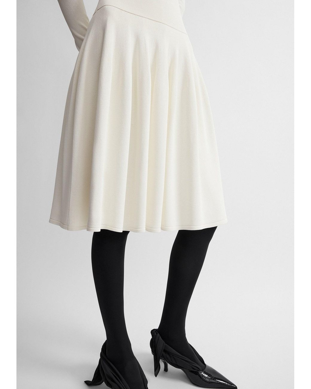 Totême  White Ribbed Waist Skirt