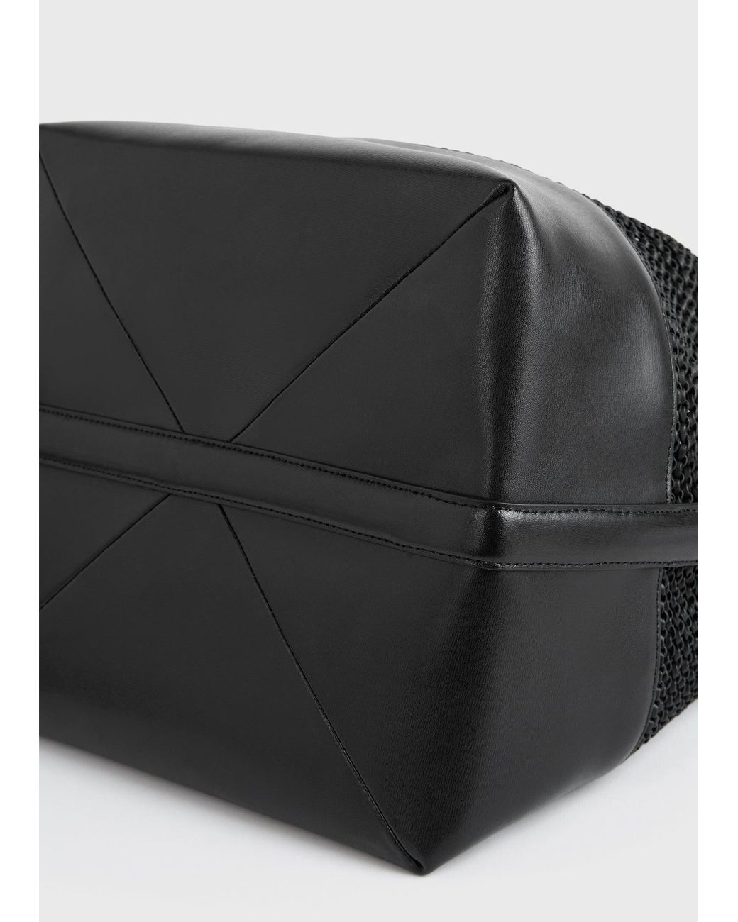 Totême Black Belted Woven-Leather Tote