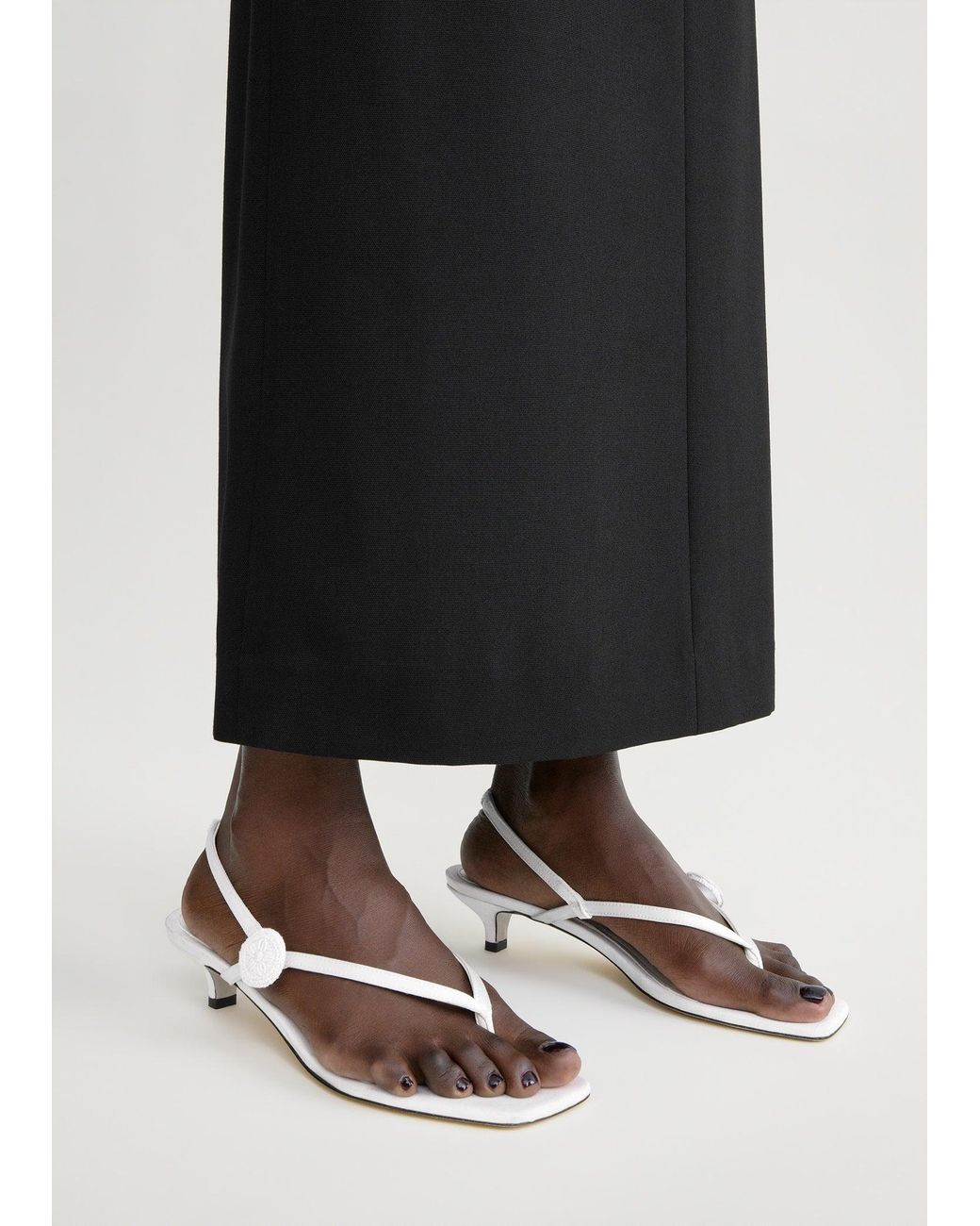Totême White Slingback Satin Flip Flops