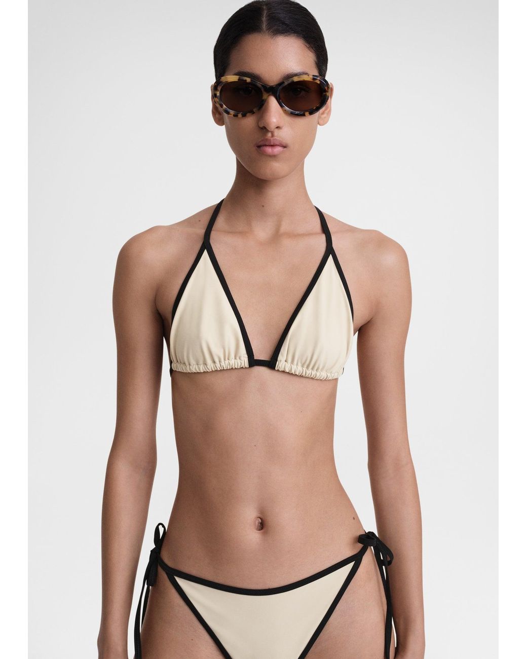 Totême White Stripe Tie Bikini Top