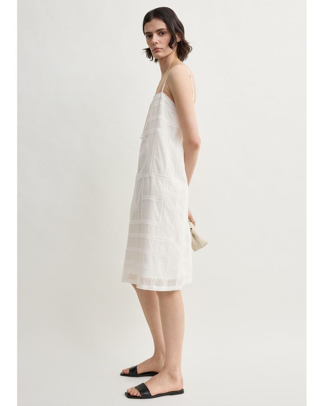Totême White Monogram Cotton Voile Dress