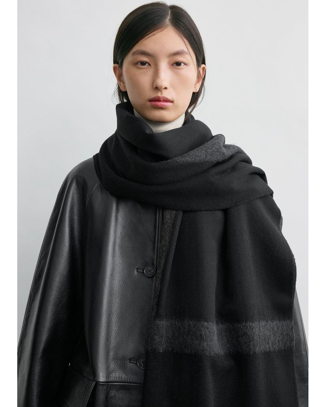 Totême Black Monogram Twill Scarf