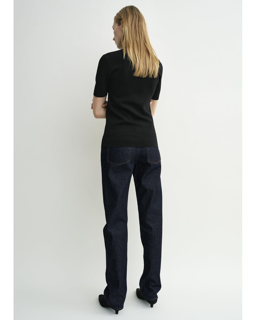 Totême Black Compact Knit Tee