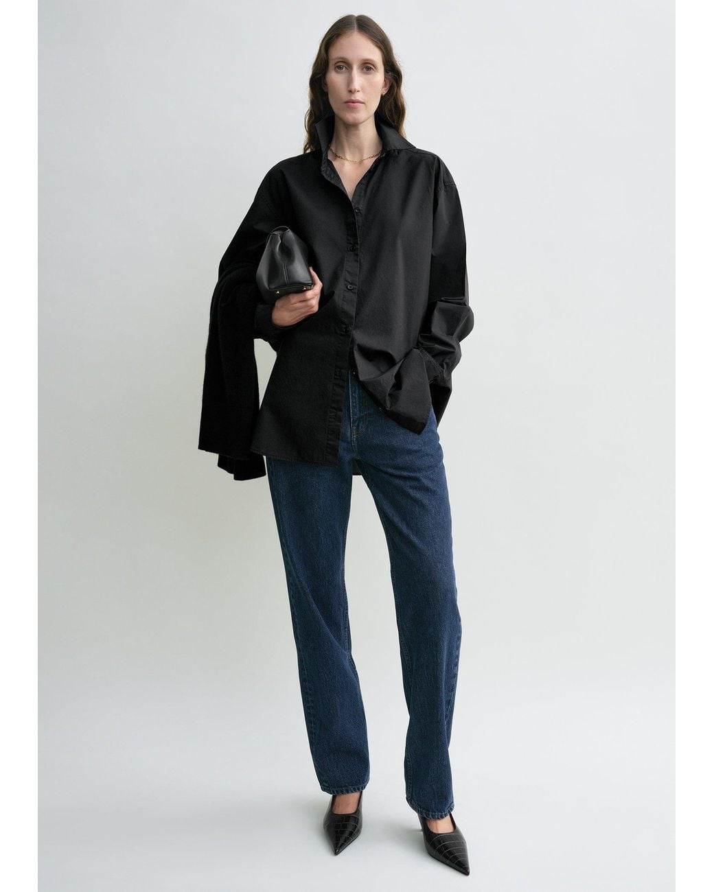 Totême Black Classic Tumbled Shirt