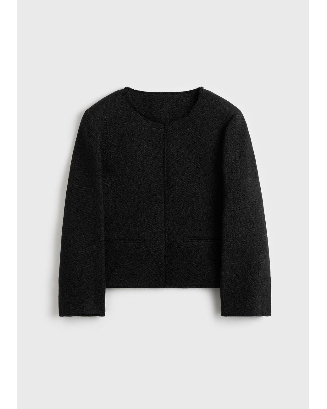 Totême  Black Open-Front Bouclé Blazer