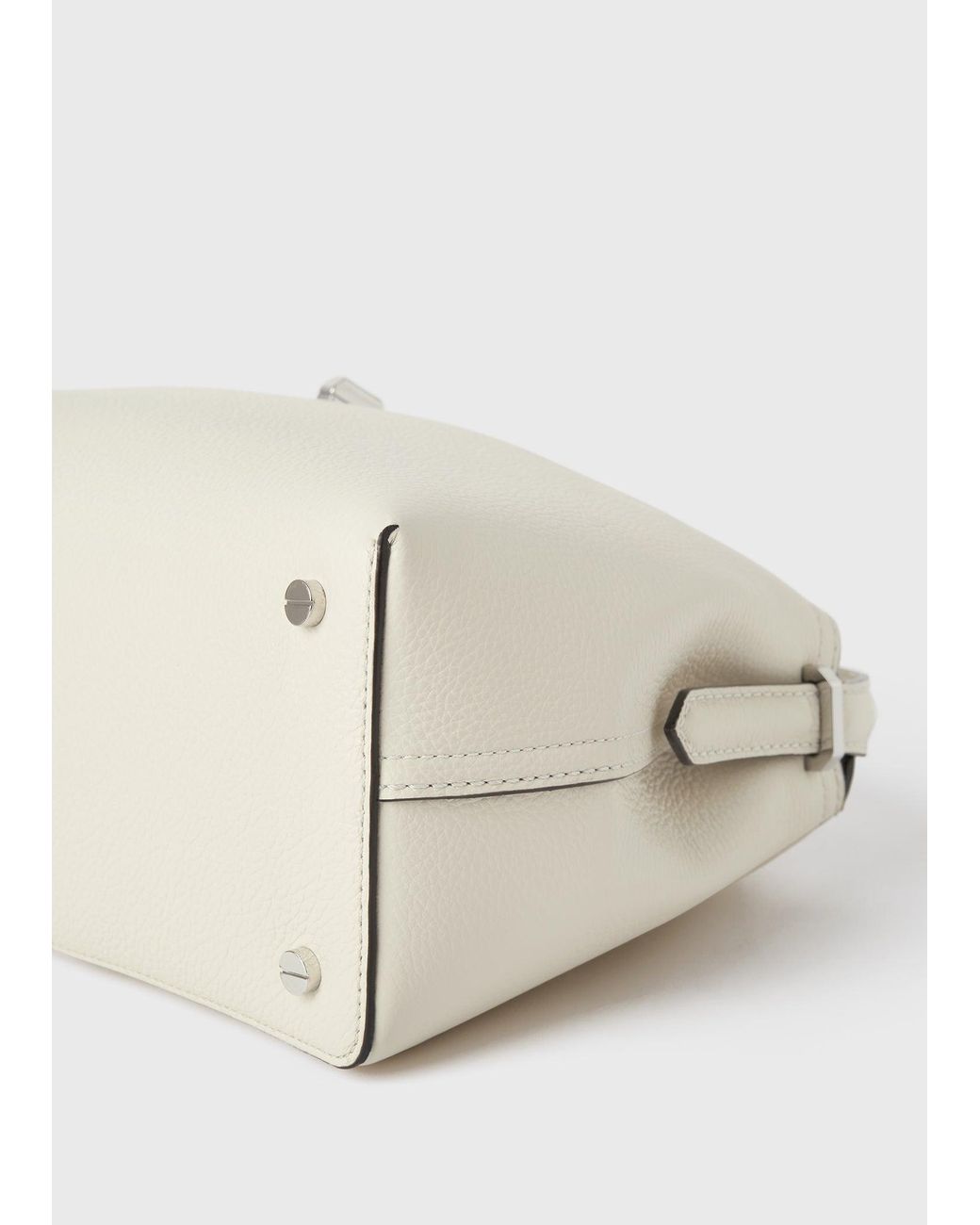 Totême Natural T-Lock Grained-Leather Top Handle Milk
