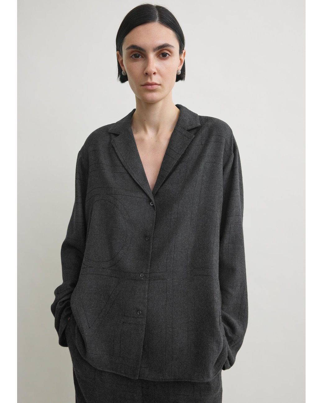 Totême Multicolor Monogram Flannel Pj Top Charcoal