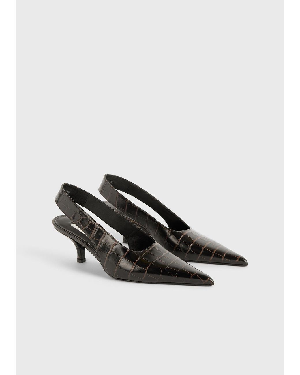 Totême White Classic Croco-Embossed Slingbacks