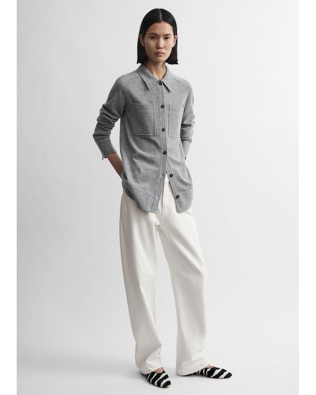 Totême Gray Cashmere Shirt Melange