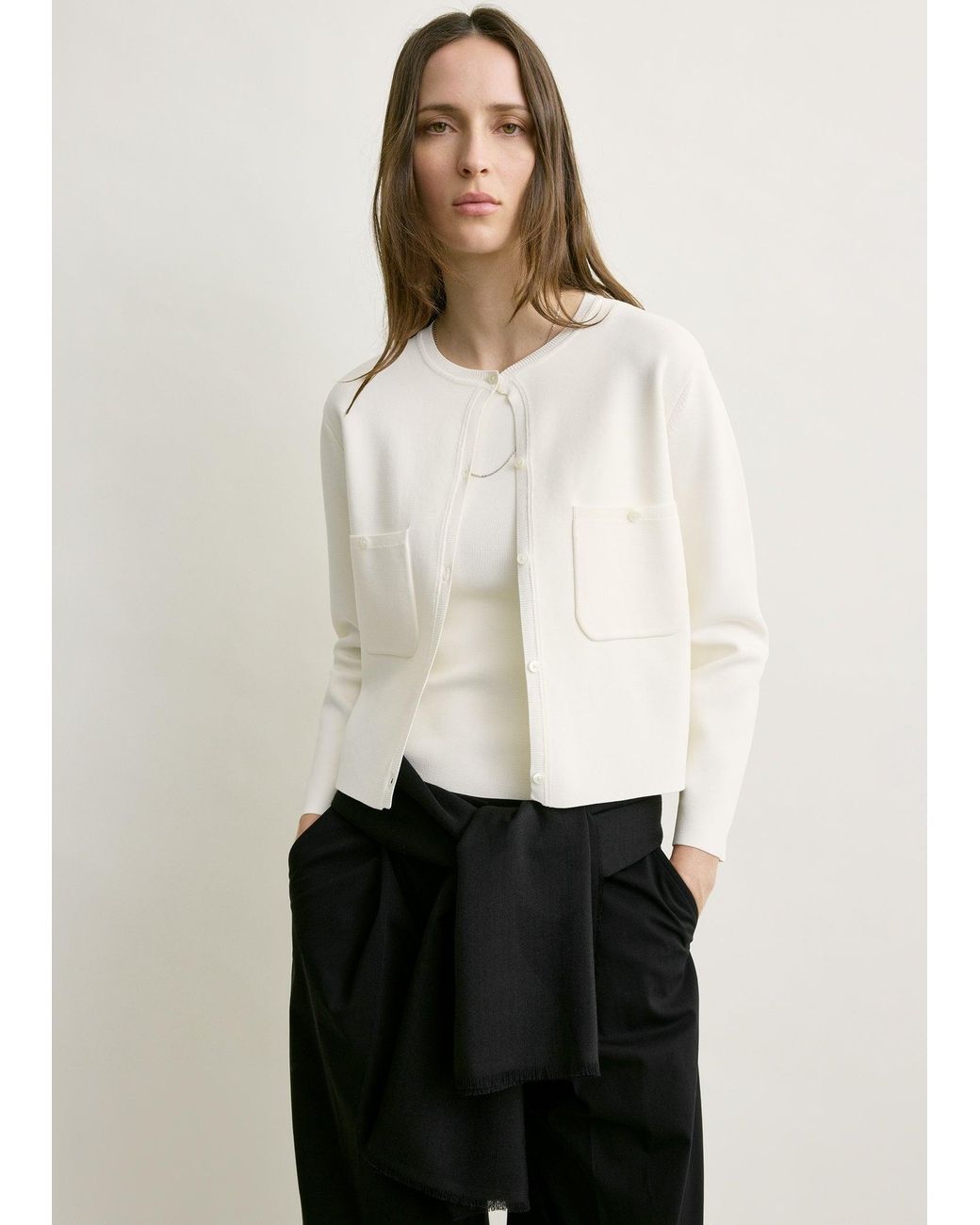 Totême White Classic Compact Knit Cardigan