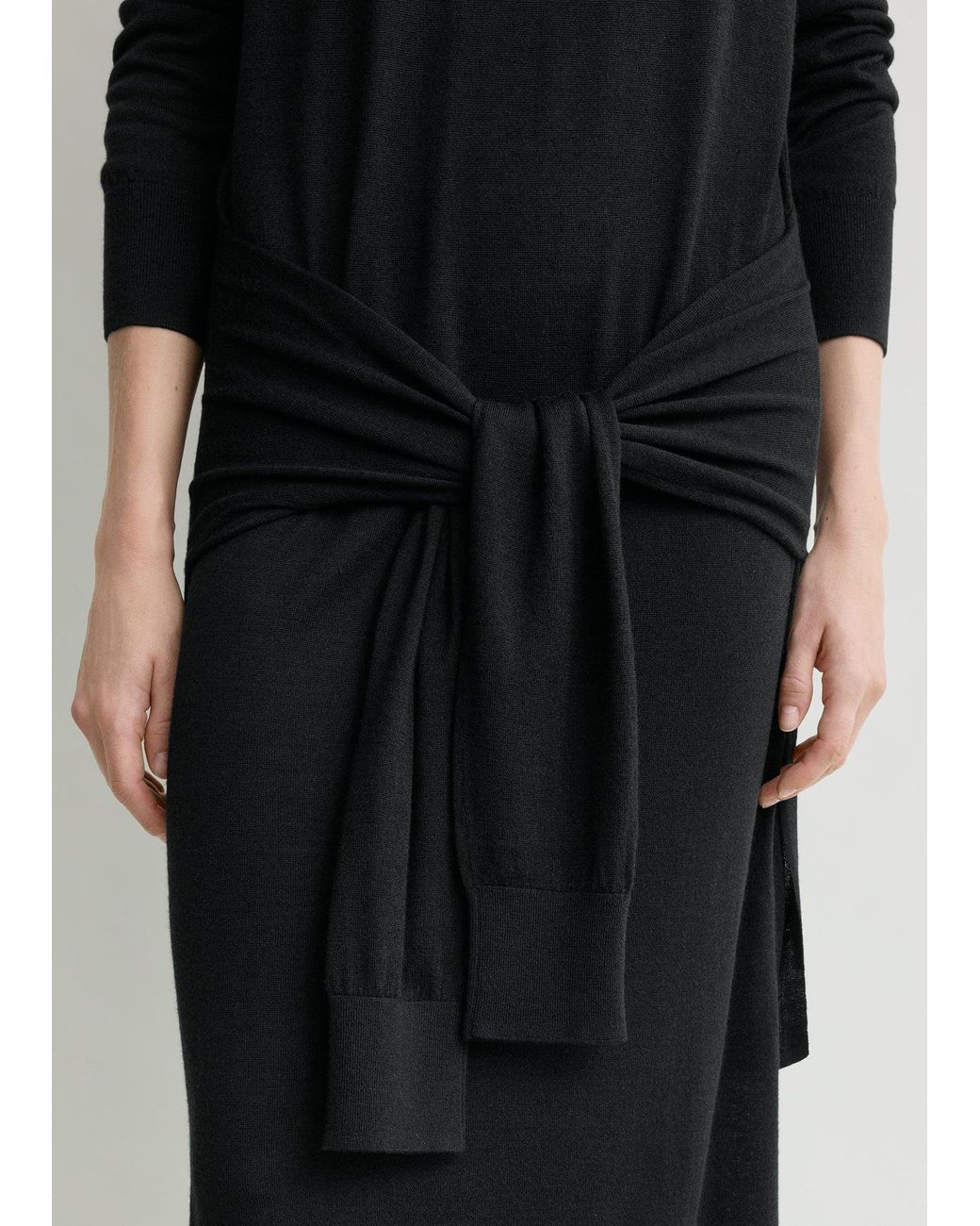 Totême Black Double-Sleeve Turtleneck Dress
