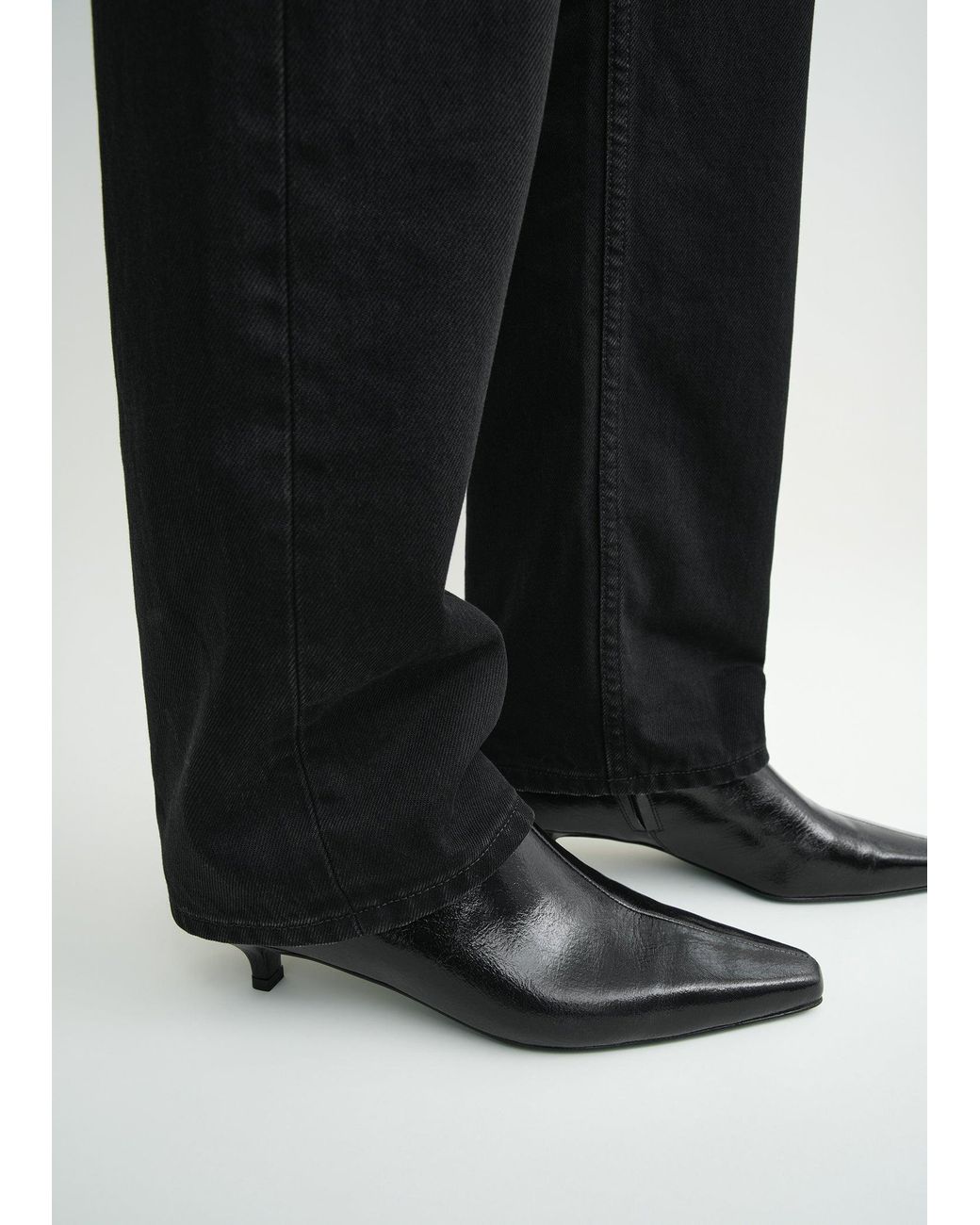 Totême  Black Slim Naplack Ankle Boots