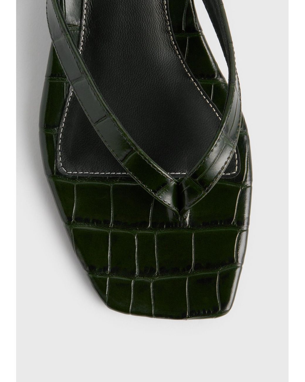 Totême  White Croco-Embossed Heeled Flip Flops