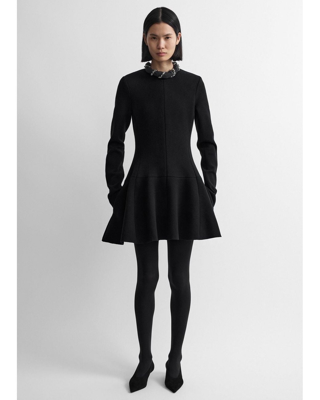 Totême Black Wool Skater Dress