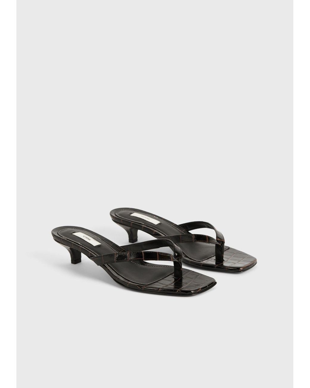 Totême White Croco-Embossed Heeled Flip Flops