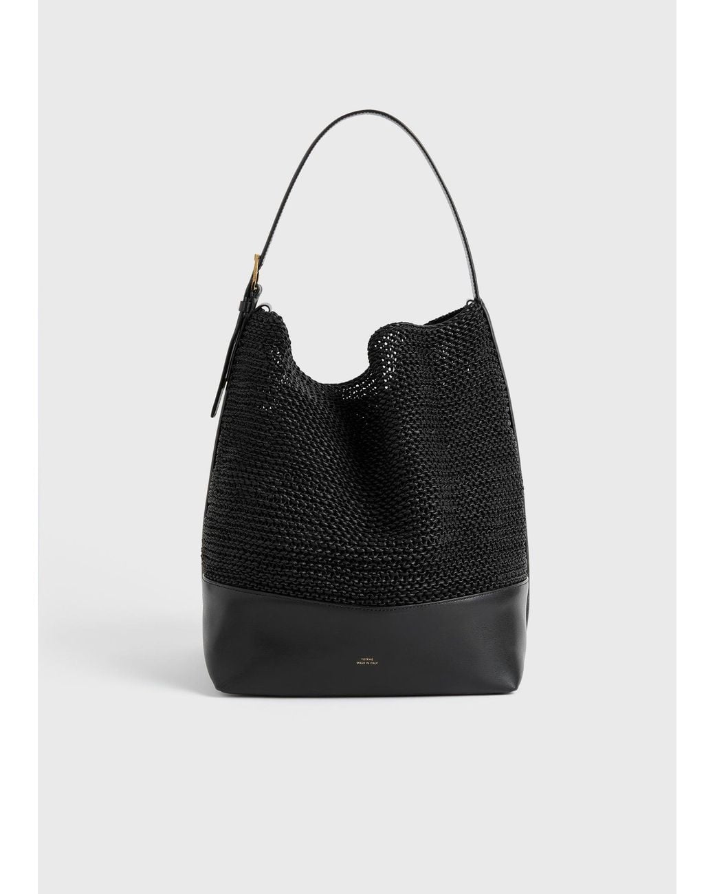 Totême Black Belted Woven-Leather Tote