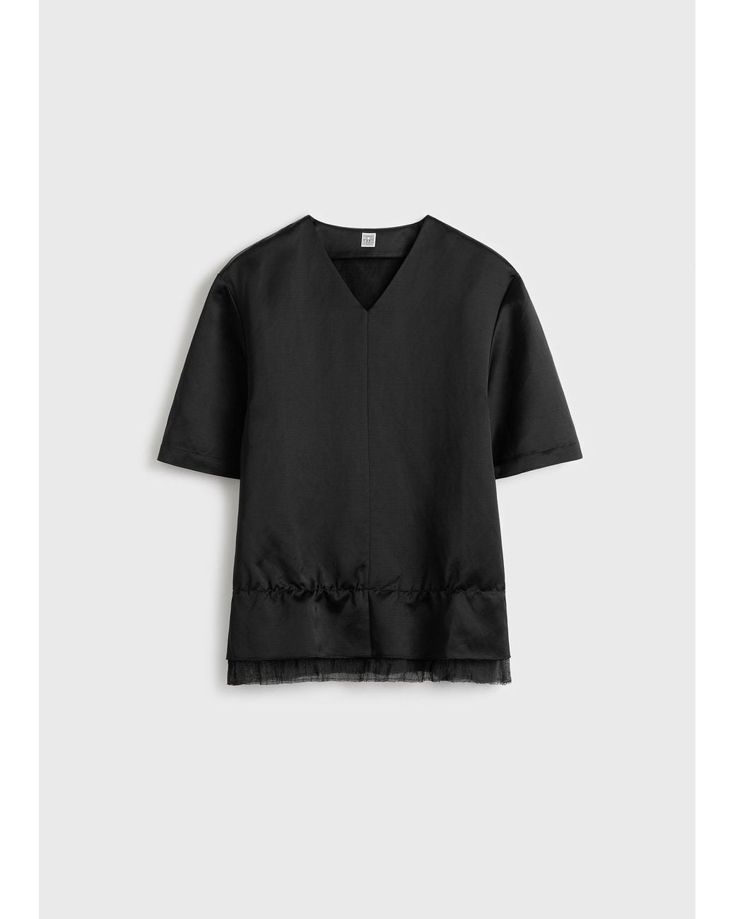 Totême  Black V-Neck Satin Pullover