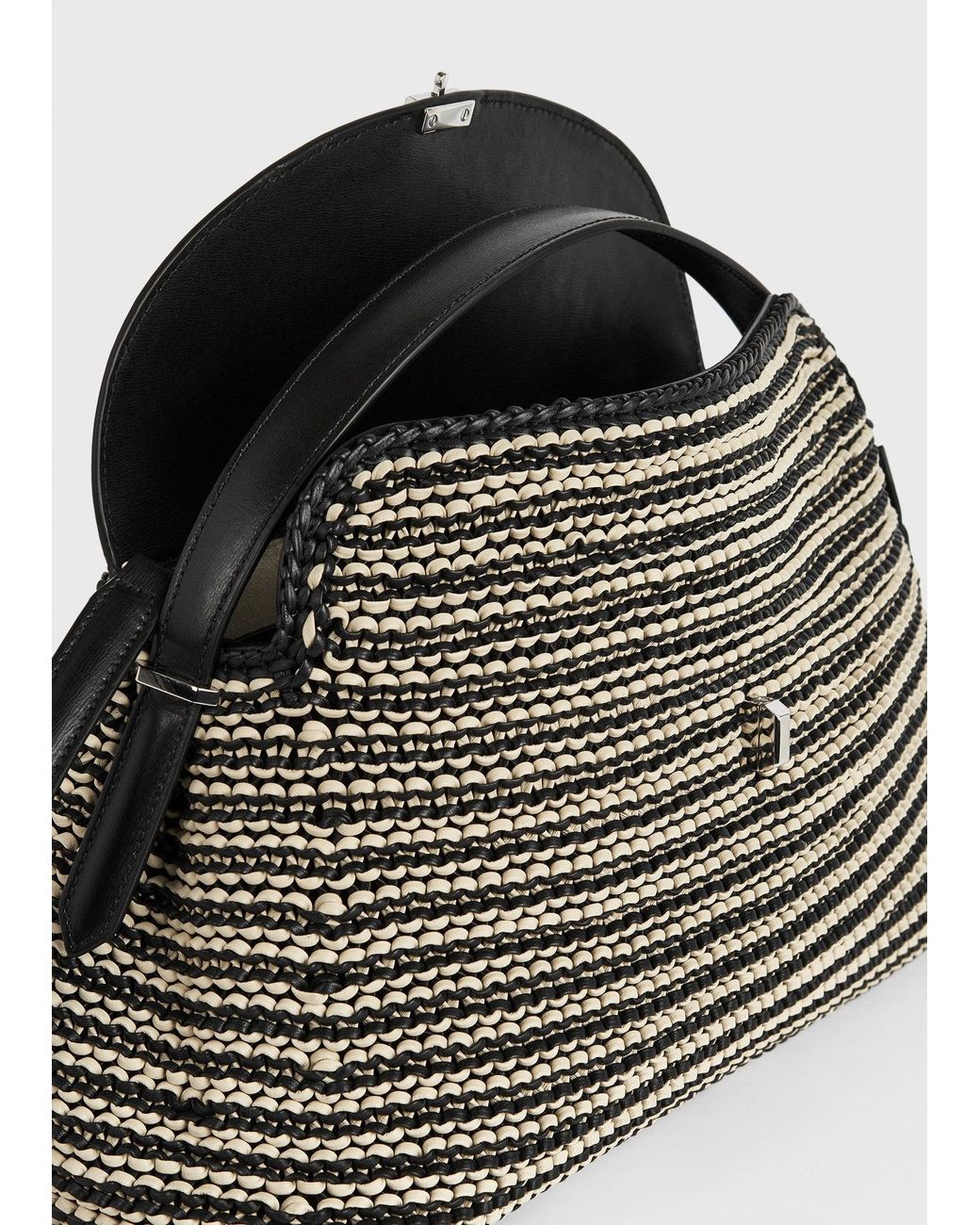 Totême  Multicolor T-Lock Woven-Leather Top Handle/Sand