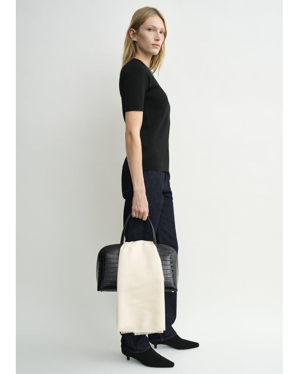 Totême Black Compact Knit Tee