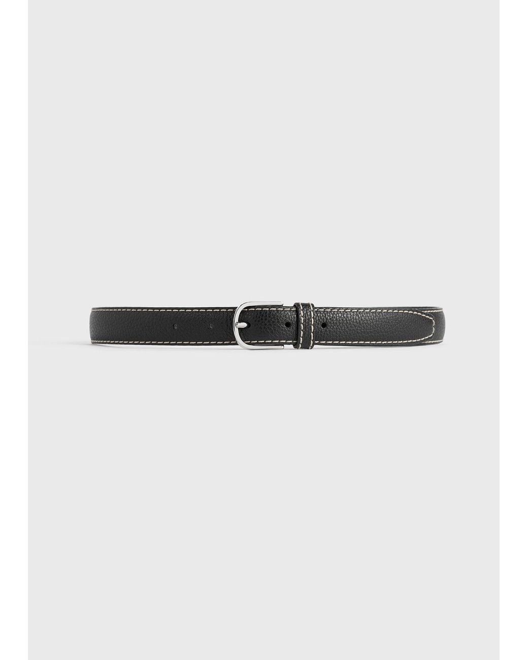 Totême  White Slim Grained-Leather Belt