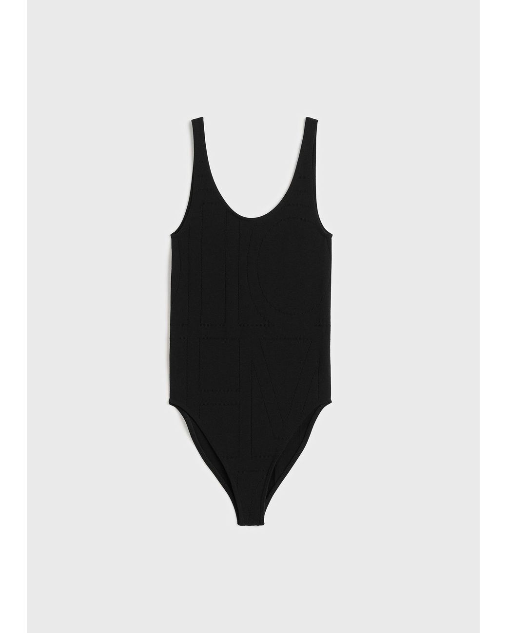 Totême  Black Monogram Pointelle Knit Swimsuit