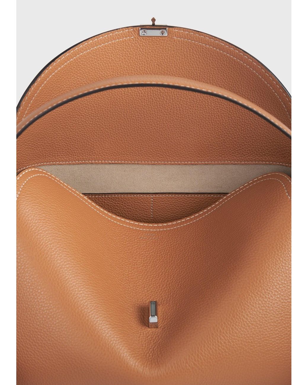 Totême Natural T-Lock Grained-Leather Top Handle Tan