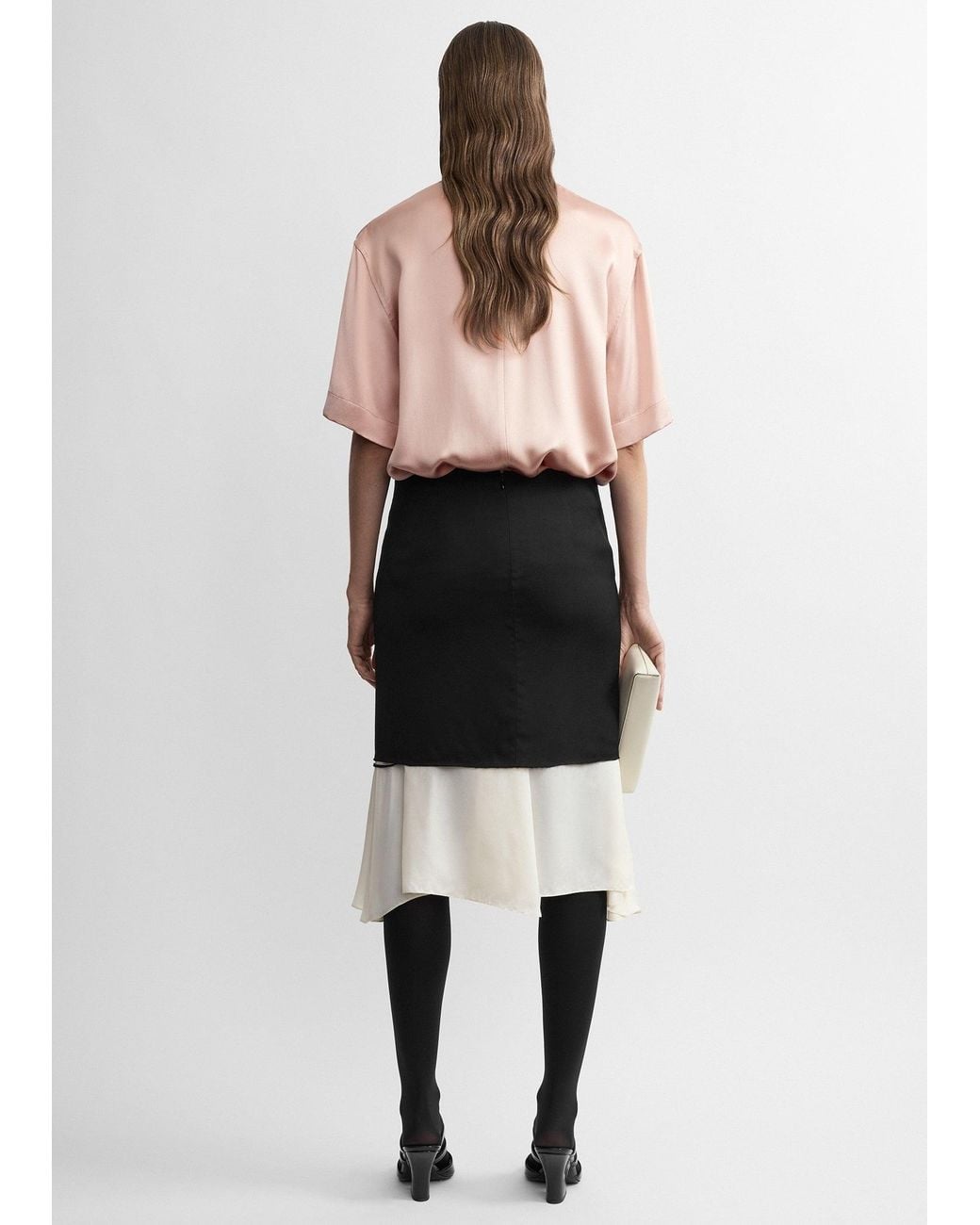 Totême White Layered Raw-Edge Skirt