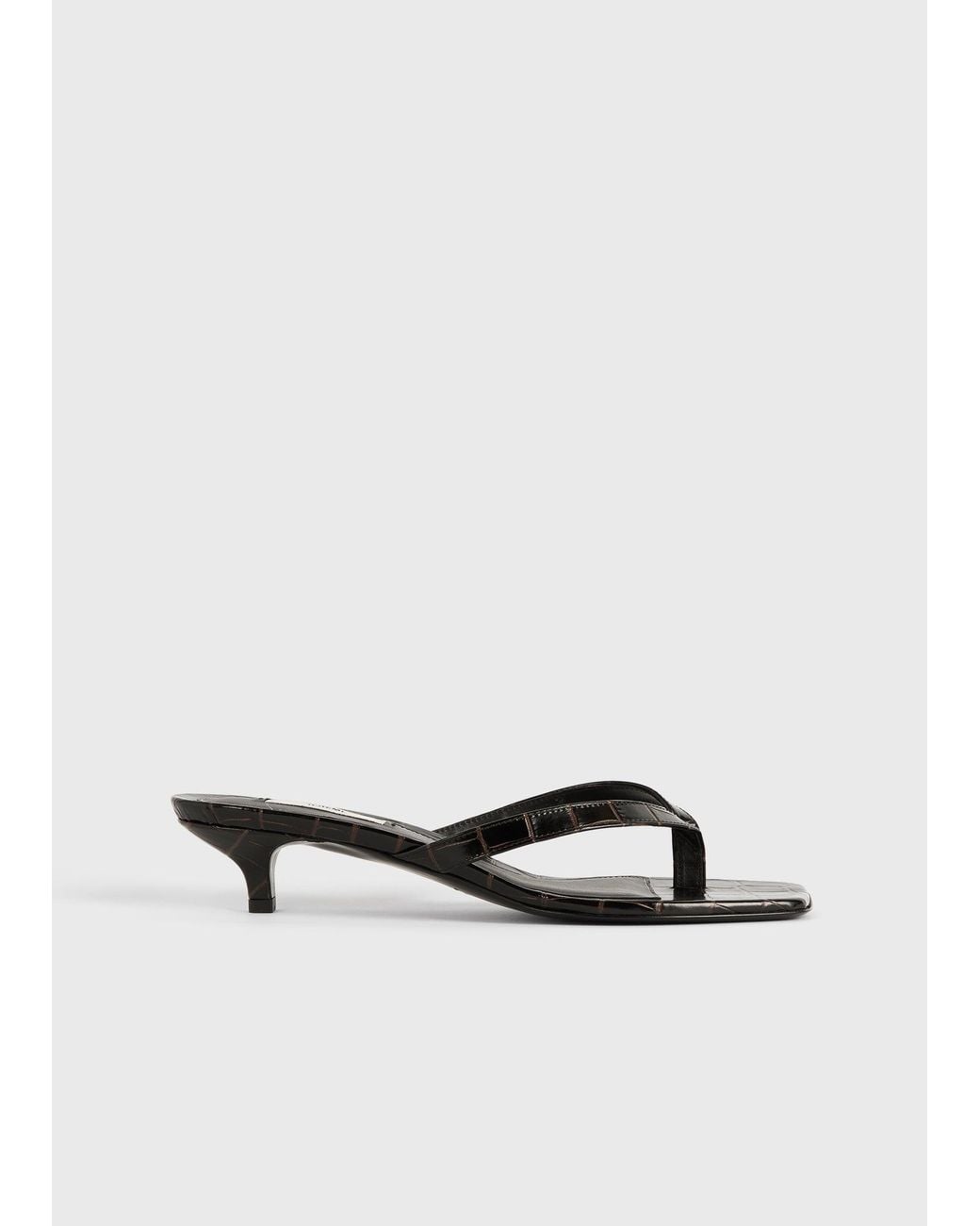 Totême White Croco-Embossed Heeled Flip Flops
