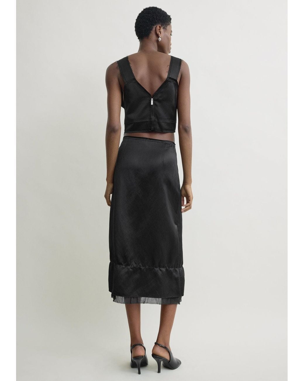 Totême Black Cropped Satin Camisole