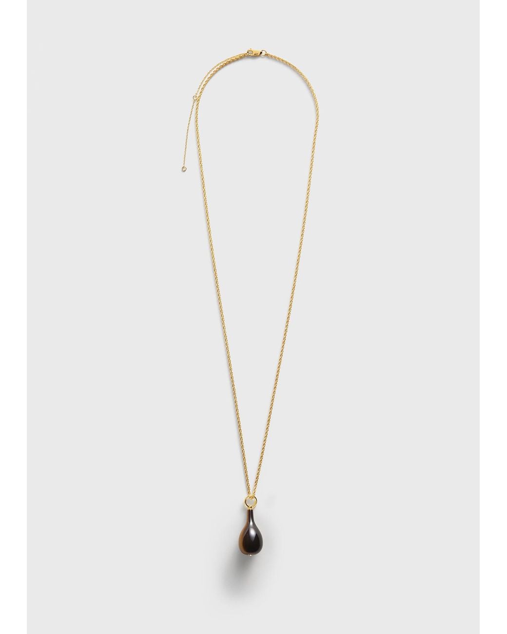 Totême White Medium Tiger's Eye Drop Necklace Honey