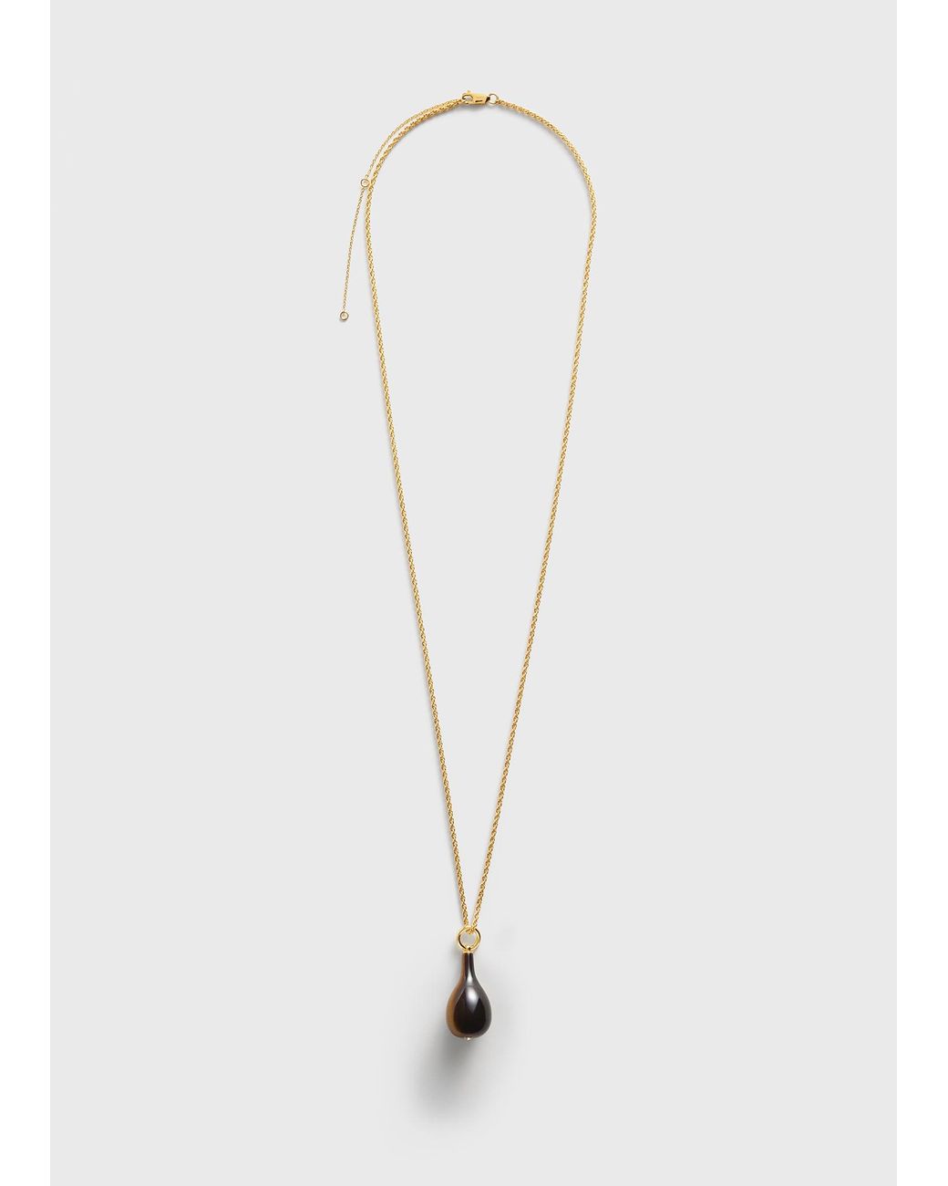 Totême White Medium Tiger's Eye Drop Necklace Honey