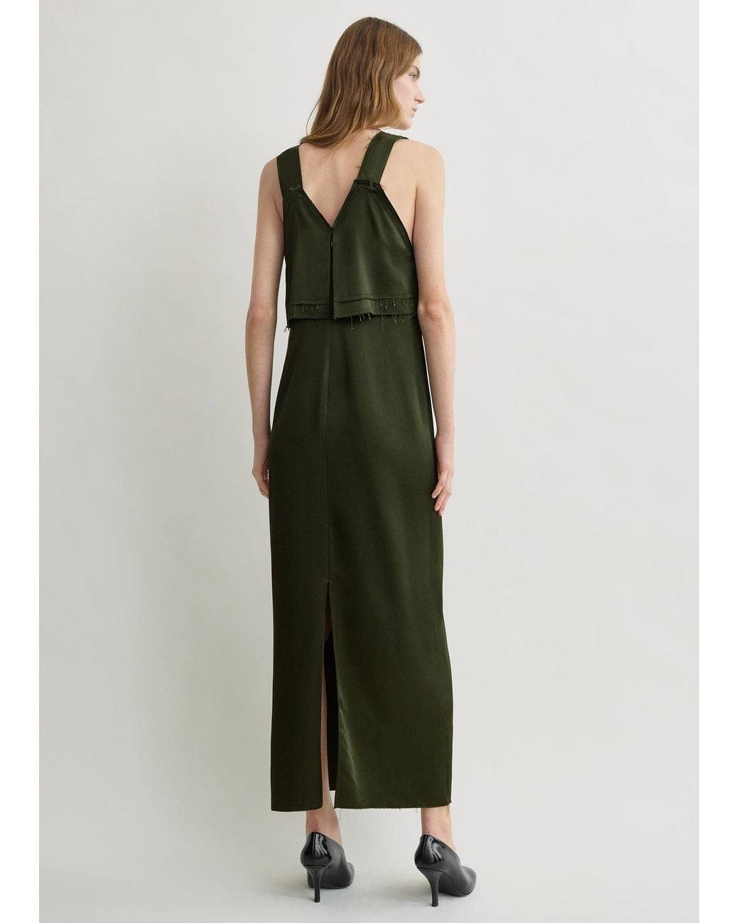 Totême Green V-Neck Slip Dress