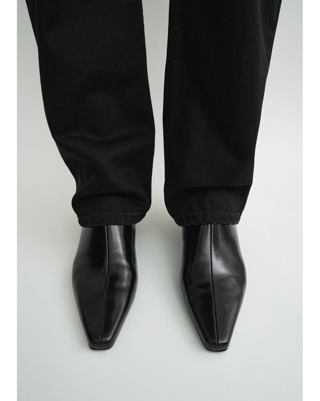 Totême  Black Slim Naplack Ankle Boots