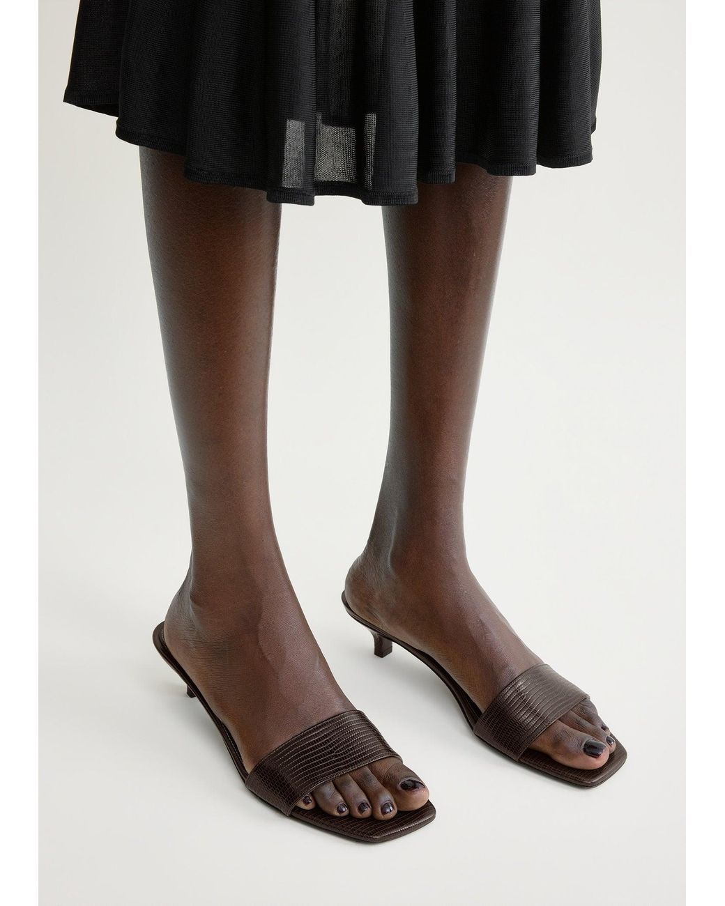Totême White Slim Lizard-Embossed Bandeau Mules