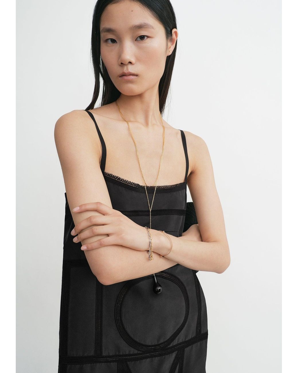 Totême Black Monogram Silk Dress