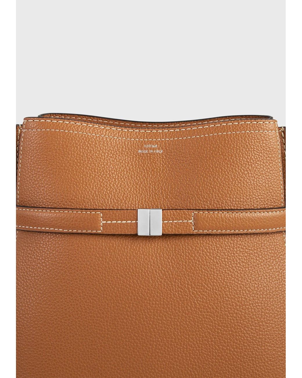 Totême White Belted Grained-Leather Bucket Bag