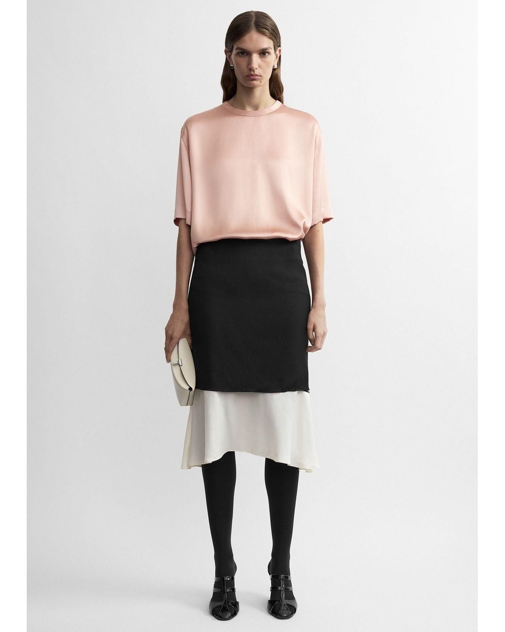 Totême White Layered Raw-Edge Skirt