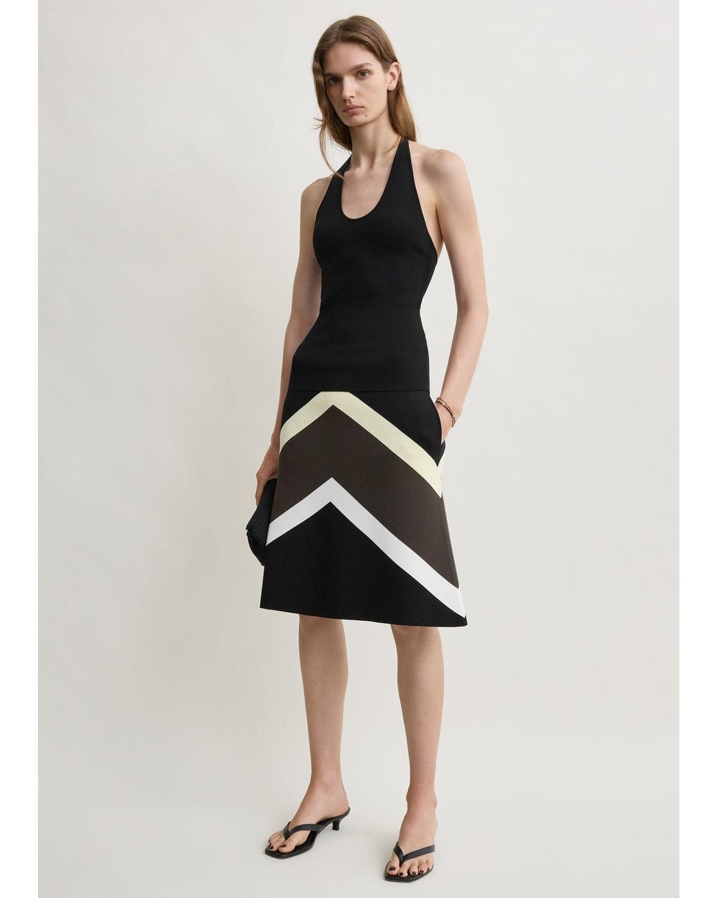 Totême White Chevron Stripe Skirt