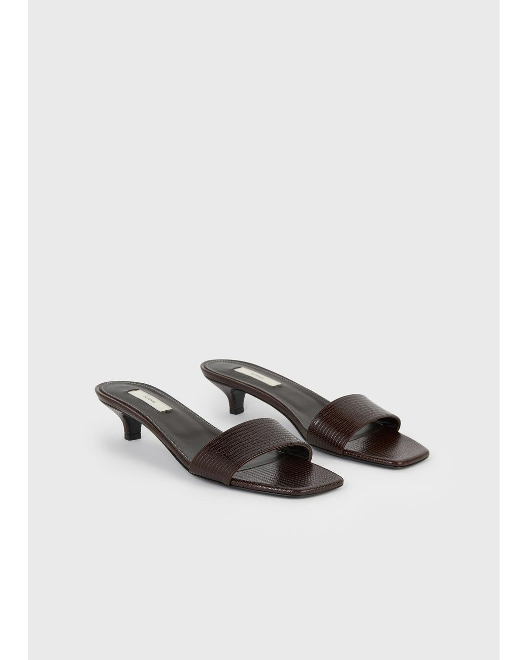 Totême White Slim Lizard-Embossed Bandeau Mules