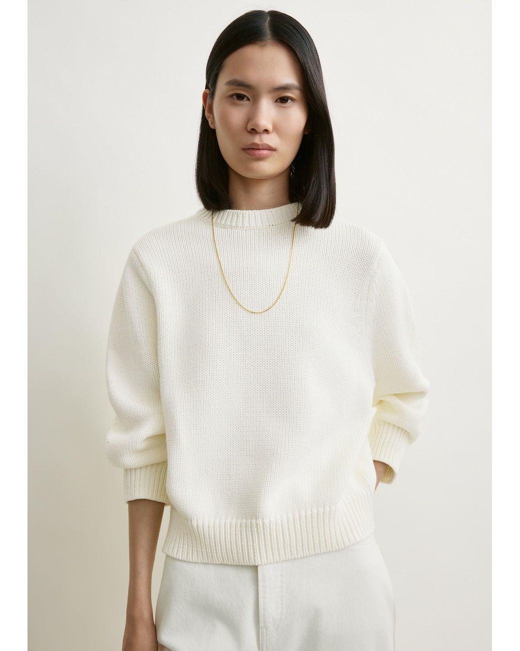 Totême White Oversized Crew Knit