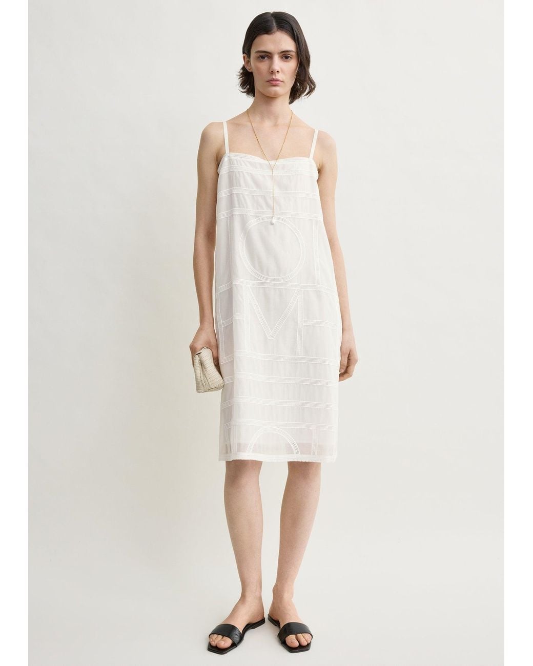 Totême White Monogram Cotton Voile Dress
