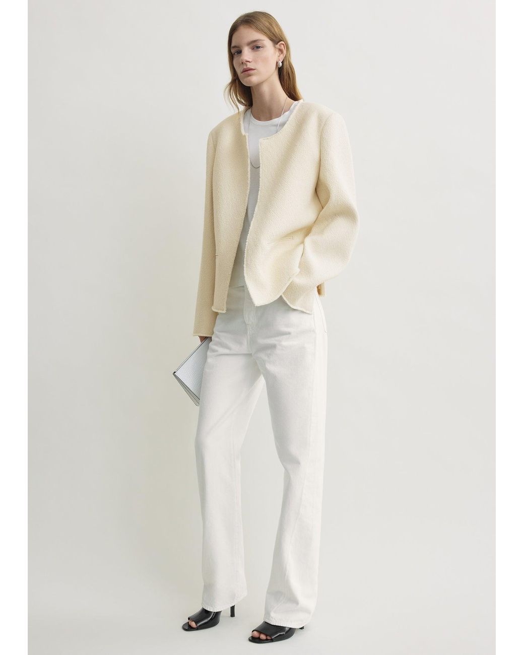Totême Natural Open-Front Bouclé Blazer