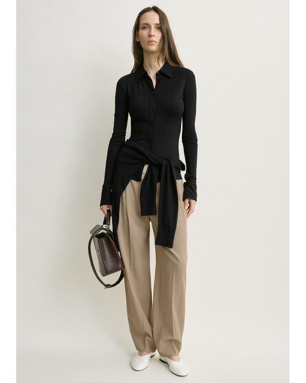 Totême Black Fitted Jersey Shirt