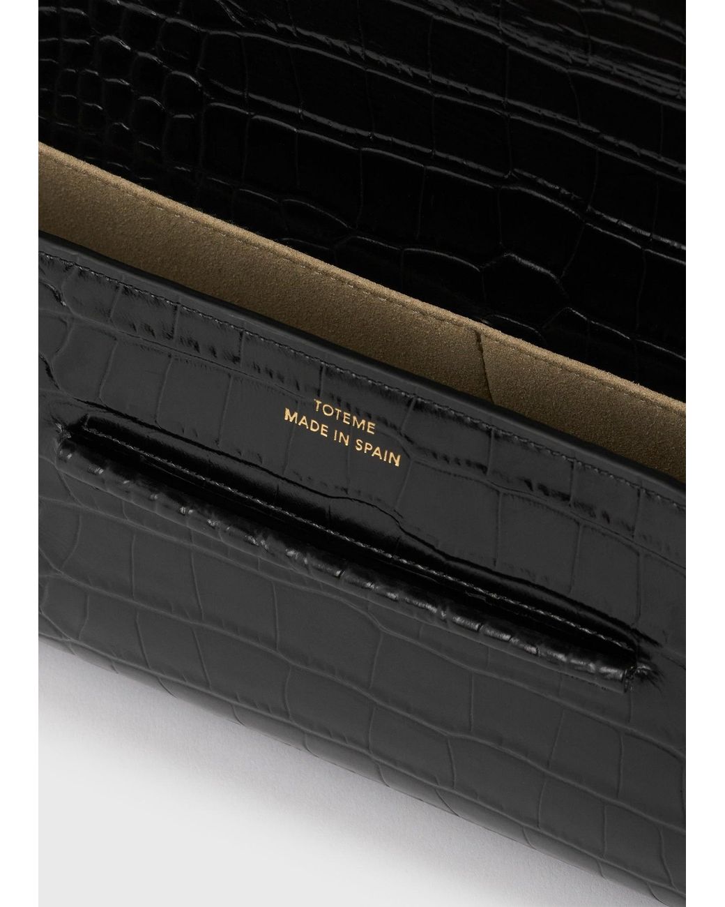 Totême  White Soft Croco-Embossed T-Clutch