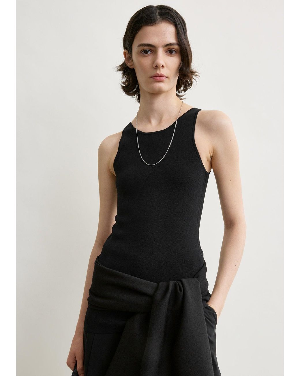 Totême Black Classic Compact Knit Tank