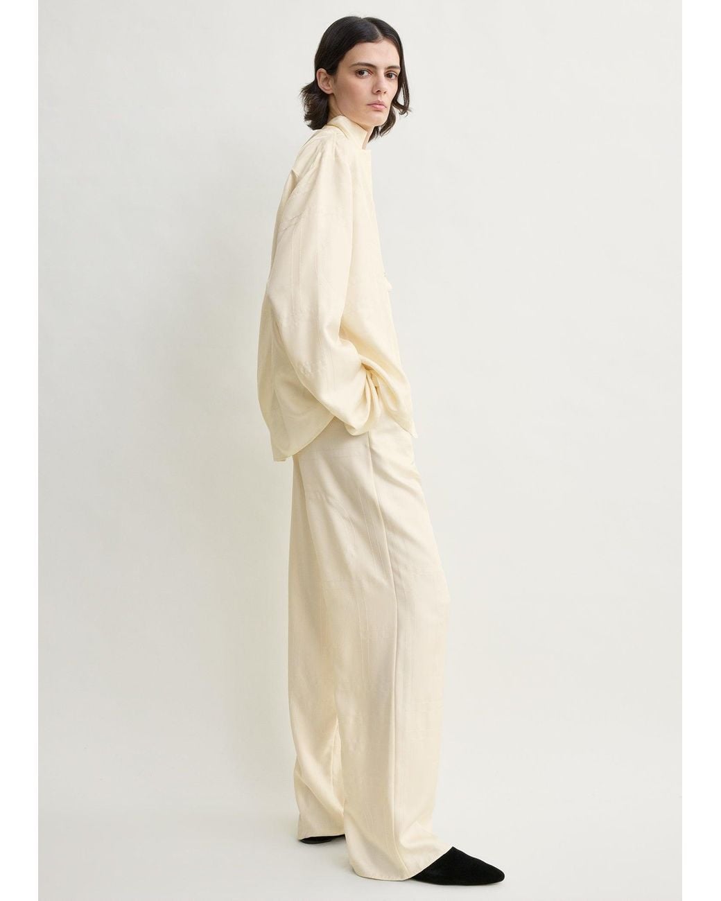 Totême Natural Monogram Silk Pj Top