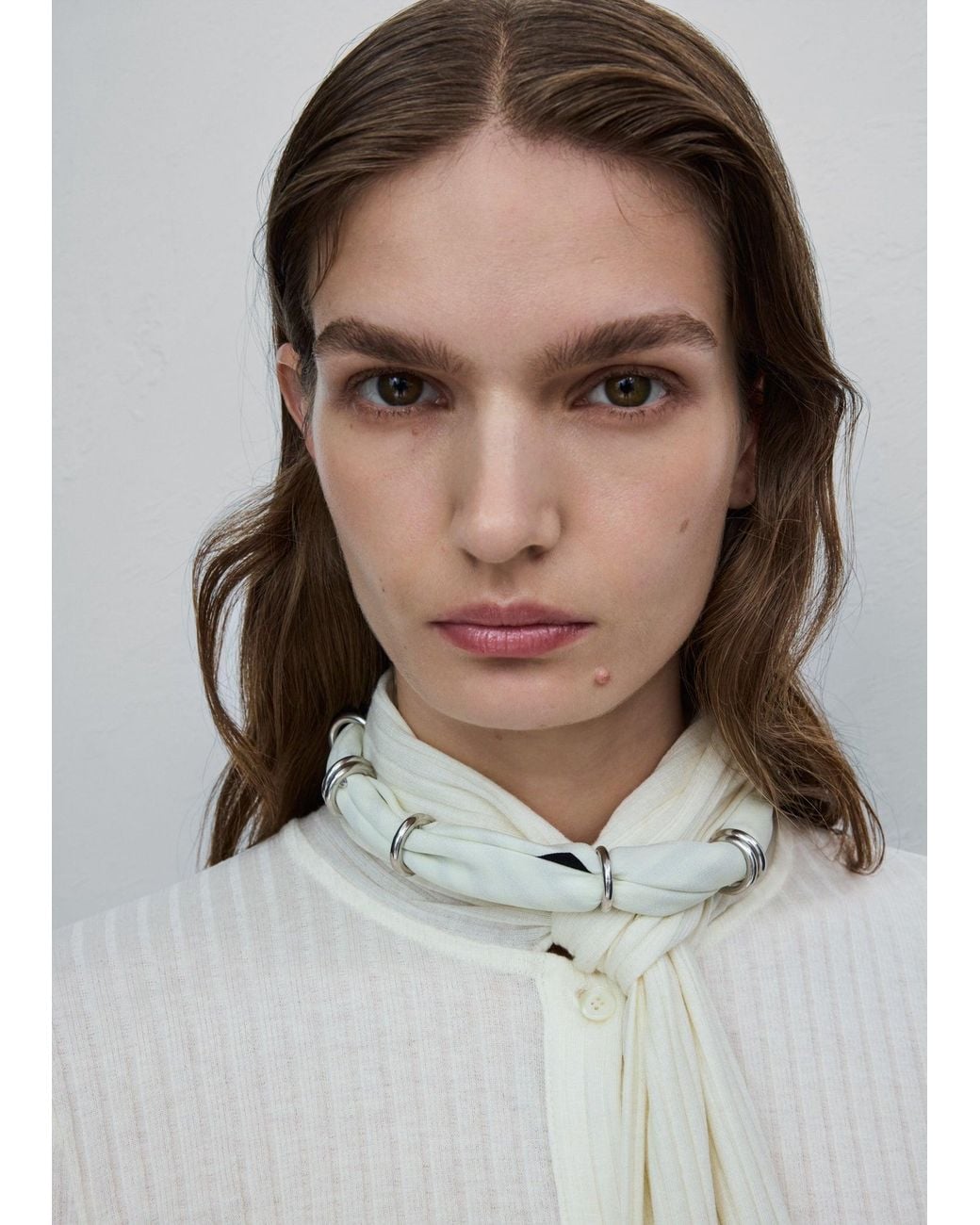 Totême  White Fine Silk Scarf Collar