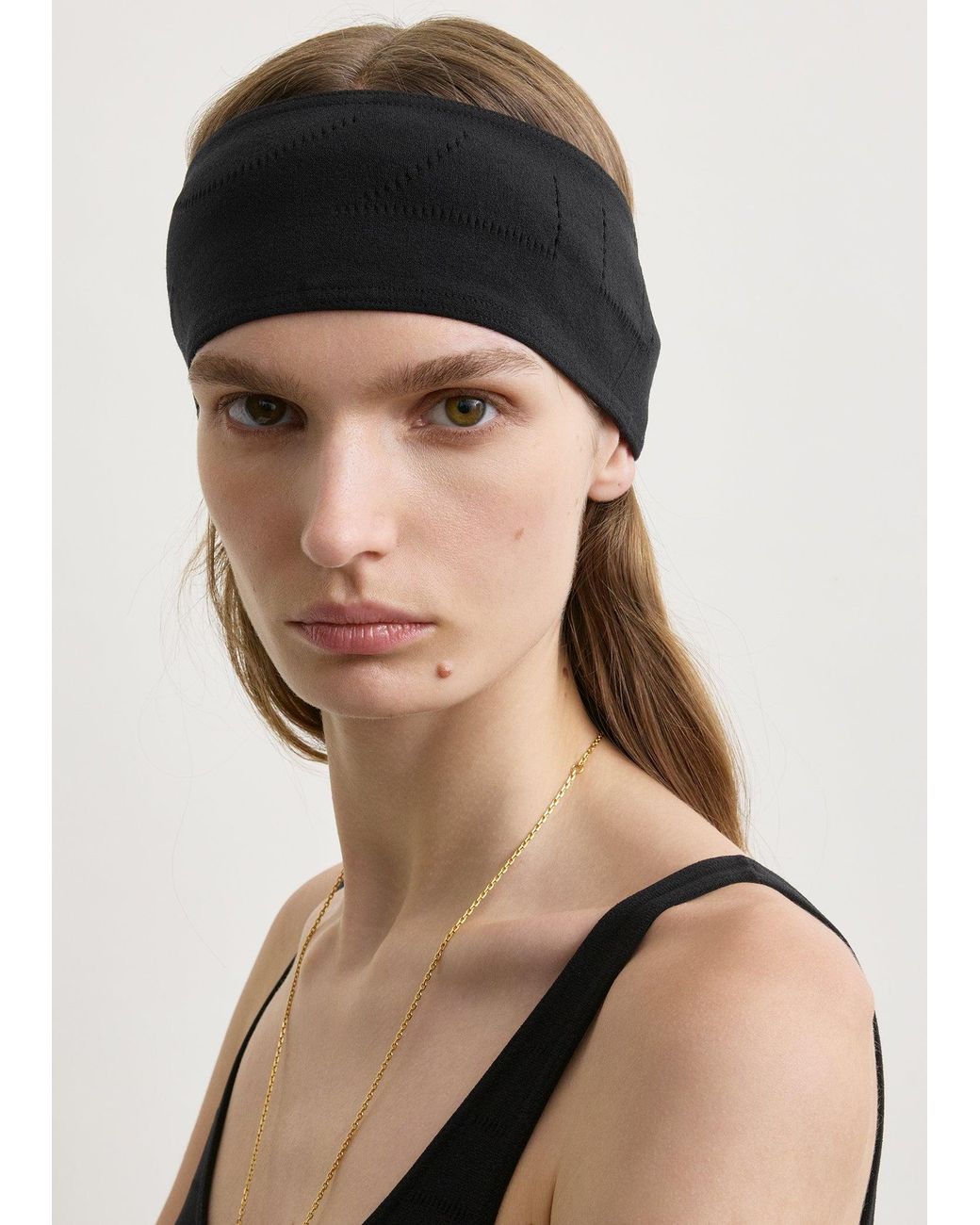 Totême Black Pointelle Monogram Headband